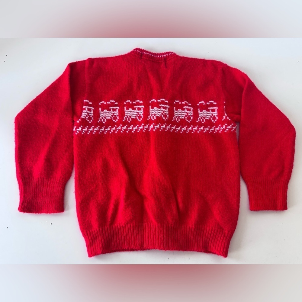 Vintage 70s Golden Gate California Red Train Baby Button Down Cardigan Sweater - Picture 4 of 8